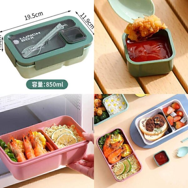 850ML 2-part compact plastic lunch box, durable and handy food storage container, perfect for meals, snacks, and portioned storage.