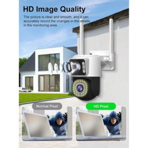 V380PRO 4K Ultra HD Dual Lens WiFi PTZ Camera with night vision, two-way audio, and AI human motion tracking for advanced home and office surveillance.