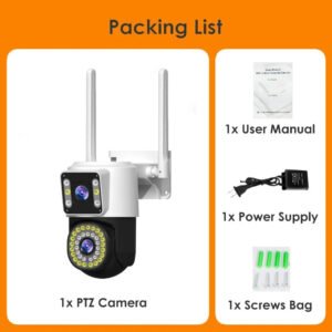 V380PRO 4K Ultra HD Dual Lens WiFi PTZ Camera with night vision, two-way audio, and AI human motion tracking for advanced home and office surveillance.