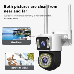 V380PRO 4K Ultra HD Dual Lens WiFi PTZ Camera with night vision, two-way audio, and AI human motion tracking for advanced home and office surveillance.