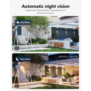 V380PRO 4K Ultra HD Dual Lens WiFi PTZ Camera with night vision, two-way audio, and AI human motion tracking for advanced home and office surveillance.