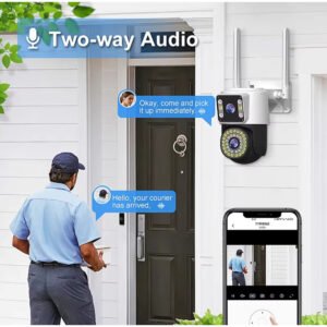 V380PRO 4K Ultra HD Dual Lens WiFi PTZ Camera with night vision, two-way audio, and AI human motion tracking for advanced home and office surveillance.