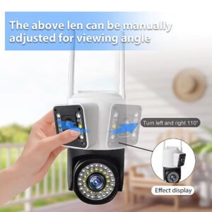 V380PRO 4K Ultra HD Dual Lens WiFi PTZ Camera with night vision, two-way audio, and AI human motion tracking for advanced home and office surveillance.